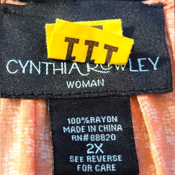 Cynthia Rowley Blouse V-neck Button-Down Beautiful Light Orange 2X 🧡 - Picture 3 of 4